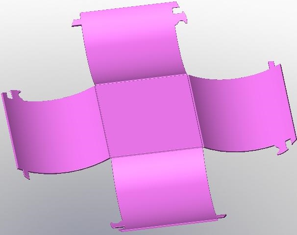 As molded shot of a foldable box with four sides.